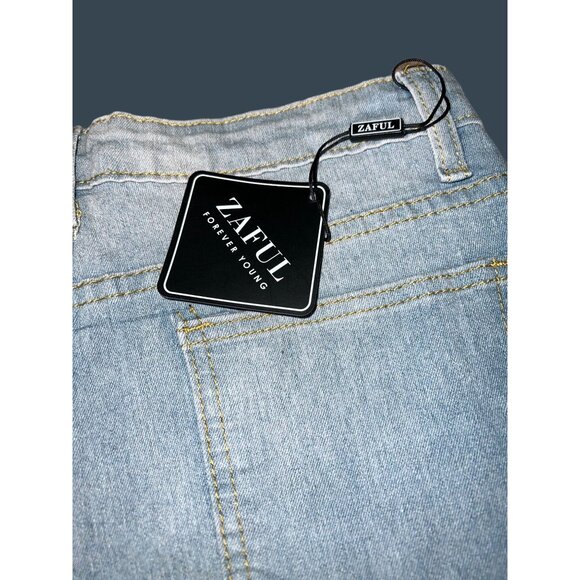 Zaful Womens Denim Shorts W/ Rose Embroidery Frayed Hem Size 4 Light Wash Cotton - Picture 9 of 11